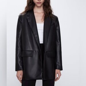 Zara Faux Leather Blazer